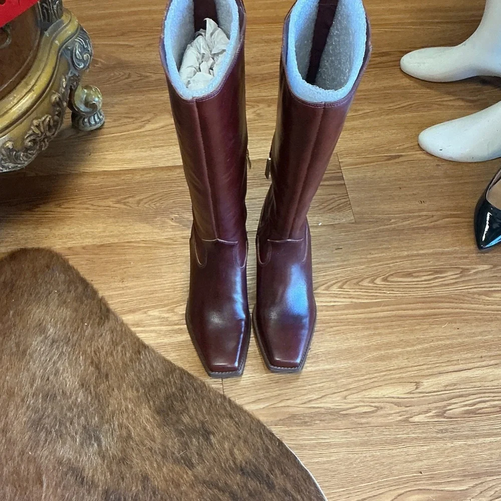 Brown Leather Knee-High Boots wide calf - Picture 4 of 4